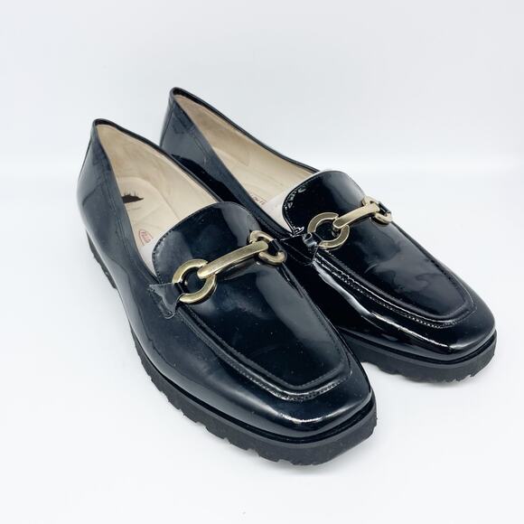 Amalfi by Rangoni Vernice Women's Black Loafers Gold Buckle Detail Size 13M - Picture 1 of 12